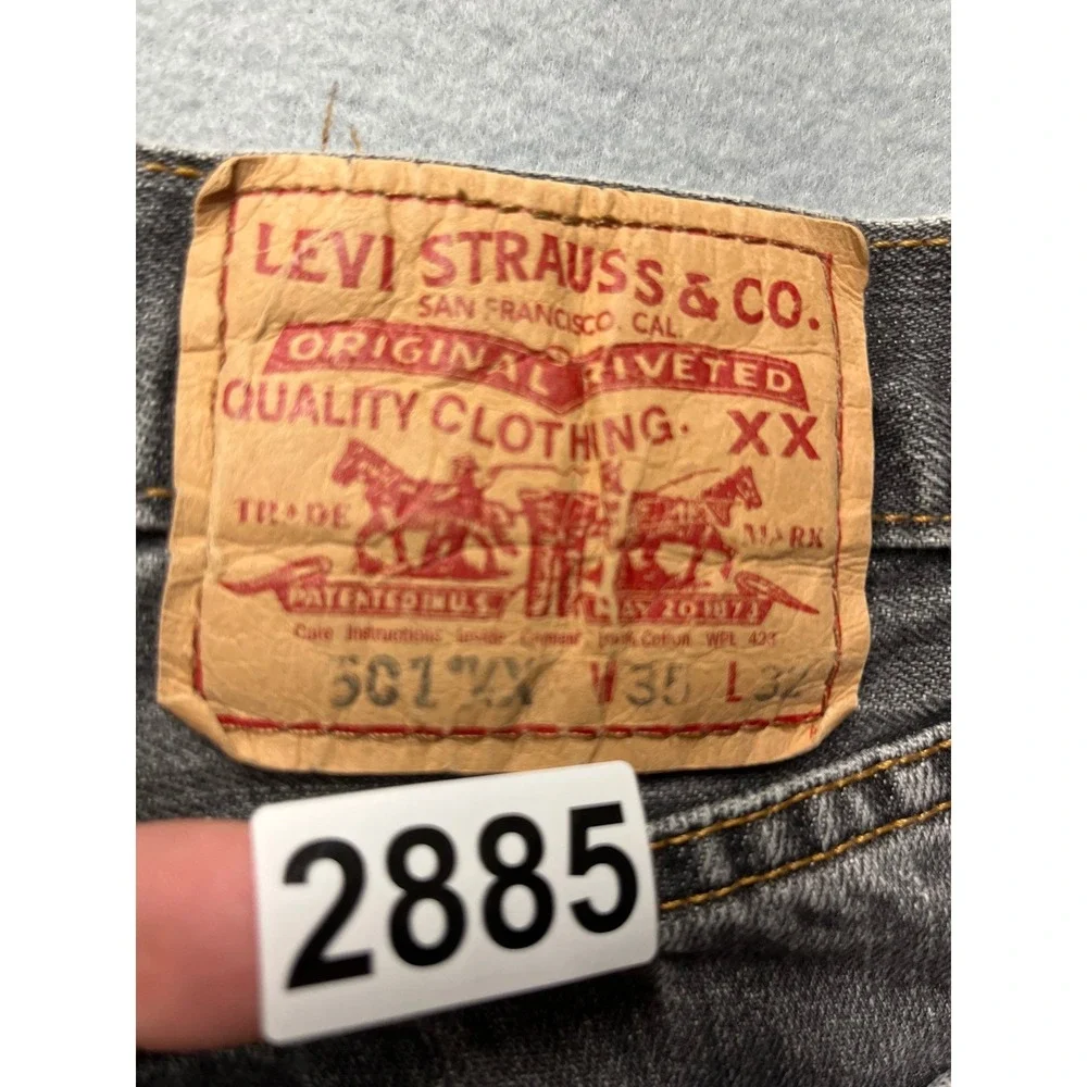 Levi's 501 W35 L34 (32x28) MEN Black Faded Denim Jeans Button Fly Y2K